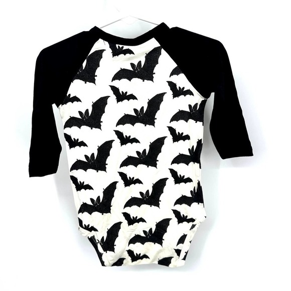 KATE QUINN Halloween Black Bat Bamboo Long Sleeve Baseball Henley 6-12M NEW - Picture 5 of 5